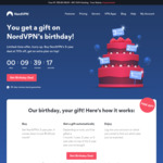 NordVPN 90% Cashback @ Cashrewards (Stack with 70% off 3 Years + Birthday Gift of up to 3 Years Free)
