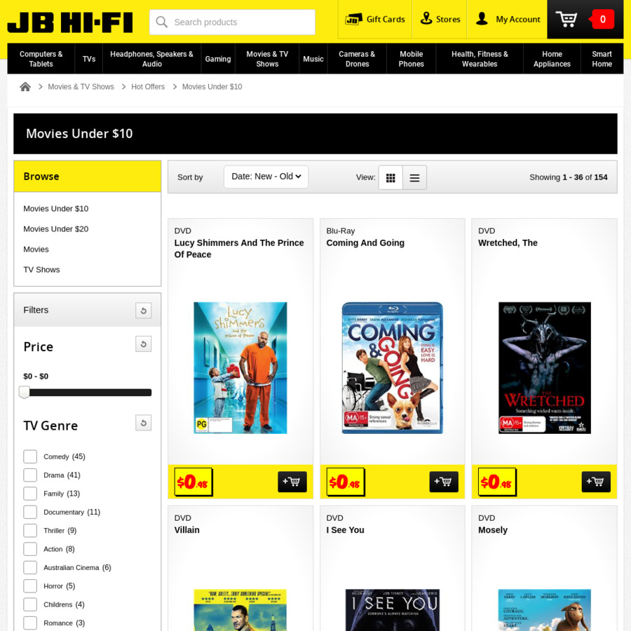 DVDs/BluRays from 0.98 JB HiFi ChoiceCheapies