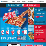 Value Pizza $4, Extra Value Pizza $6, Traditional Pizza $8, Gourmet Pizza $10, Garlic Bread $2 @ Domino's App (Pickup Only)