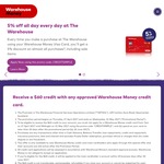 Take out a Warehouse Money Credit Card and Get a $60 Credit