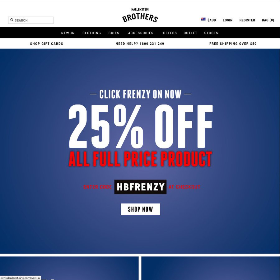 Hallensteins 25 off All Full Priced Products ChoiceCheapies