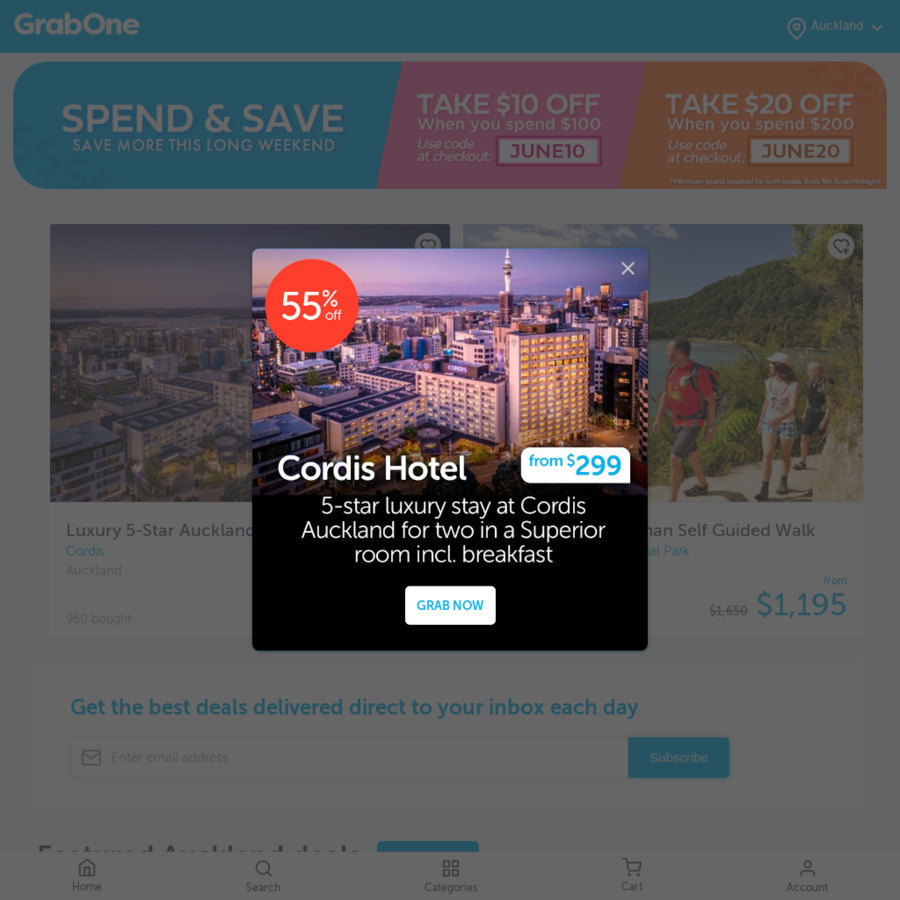 $10 off $100 Spend, $20 off $200 Spend @ GrabOne - ChoiceCheapies