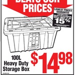 Montgomery Heavy Duty Storage Box 100L $14.98 (Was $29.92) @ Bunnings