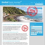 Kiwirail Coastal Pacific Pre-Season 20% off Sale: Christchurch <->Wellington $127 Each Way