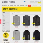 30% off All Jackets and Knitwear at Connor (Includes Sale Items)