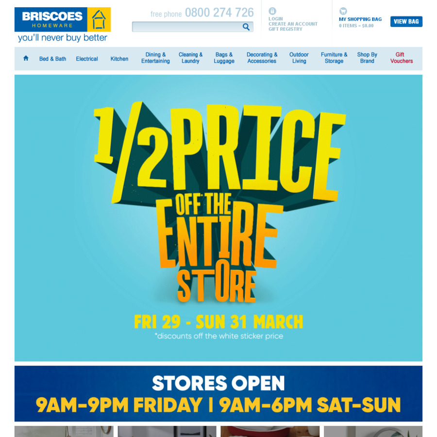 Half Price on Every Item at Briscoes - ChoiceCheapies