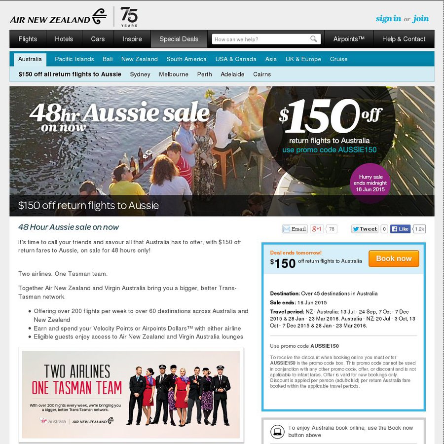 150 off Return Flights to Australia Air NZ ChoiceCheapies