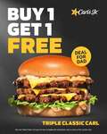 Buy One Triple Classic Carl Burger for $16.49, Get One Free (Go in-Store to Counter to Redeem) @ Carl's Jr