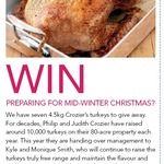 Win 1 of 7 4.5kg Crozier's Turkeys from Your Weekend