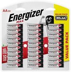Energizer Max AA Batteries 30 Pack A$12.34, AAA 24 Pack A$10.45 + Shipping ($0 w/ A$59 Spend) @ Amazon AU