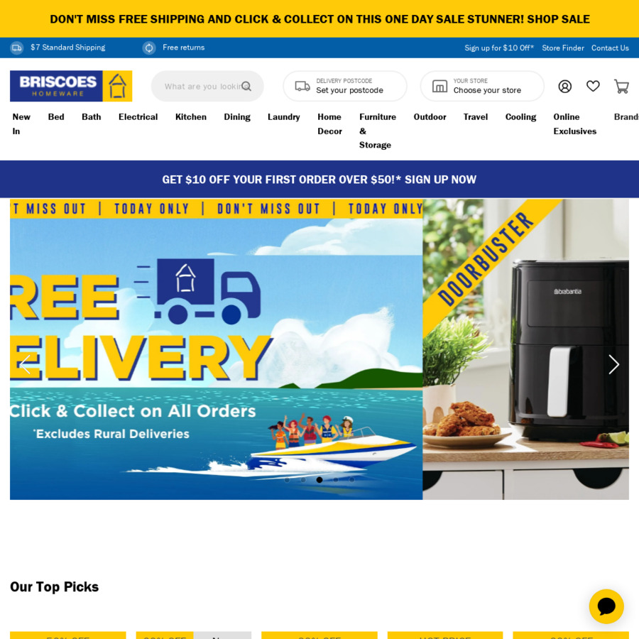 Free Delivery + Click & Collect and 10 off 50 Spend Only