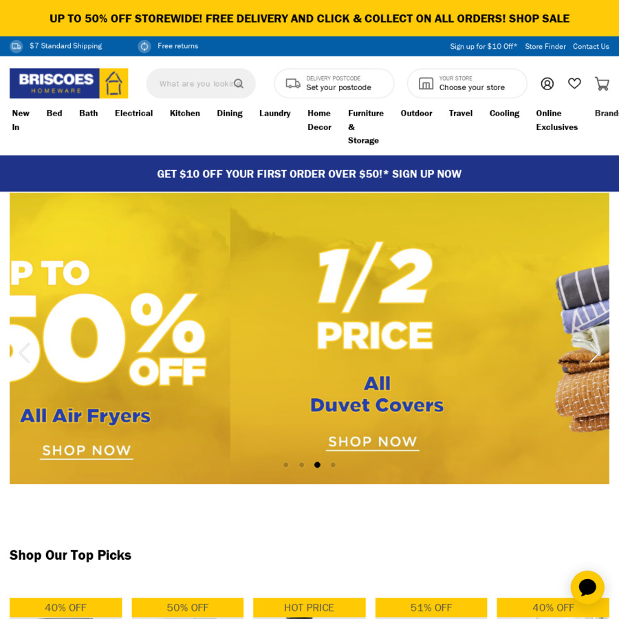 Free Delivery + Click & Collect and 10 off 50 Spend Only