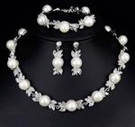 Pearl Necklace Earrings Set Rhinestone Jewelry Sets $8.99 USD (~ $14.39 NZD) + Free Shipping @ KimCurvy