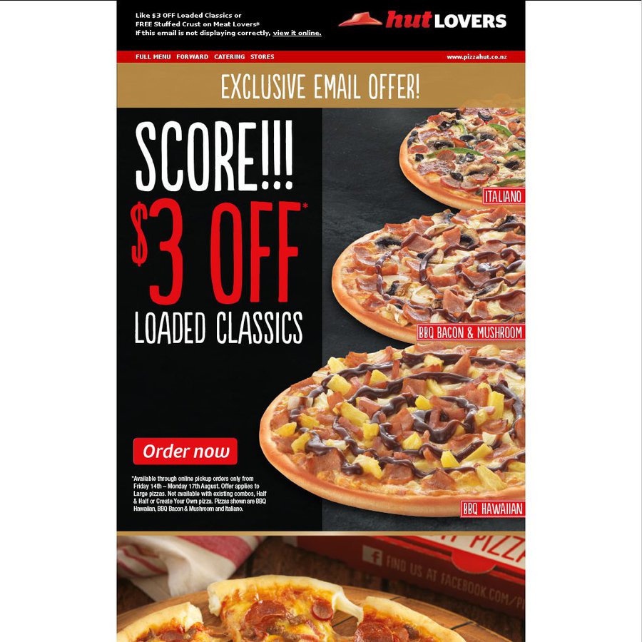 3 off Loaded Classics Pizza from Pizza Hut ChoiceCheapies