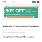 50% off Kogan Mobile 365 Day SIM Plans (Small $80, Medium $125, Large $165) @ KoganMobileNZ
