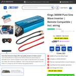 Kings 3000W Pure Sine Wave Inverter (Surge Wattage 6000W) $399.95 (Was $499.95) + Free Delivery @ Adventure Kings