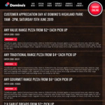 [Highland Park] $2 Value Pizzas, $4 Traditional Pizzas, $6 Gourmet Pizzas, 2 Garlic Breads $2 (11am-2pm) @ Domino's