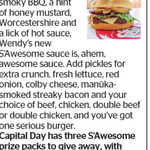 Win 1 of 3 Wendy's S’Awesome prize packs (2 x S'Awesome Combos) from The Dominion Post