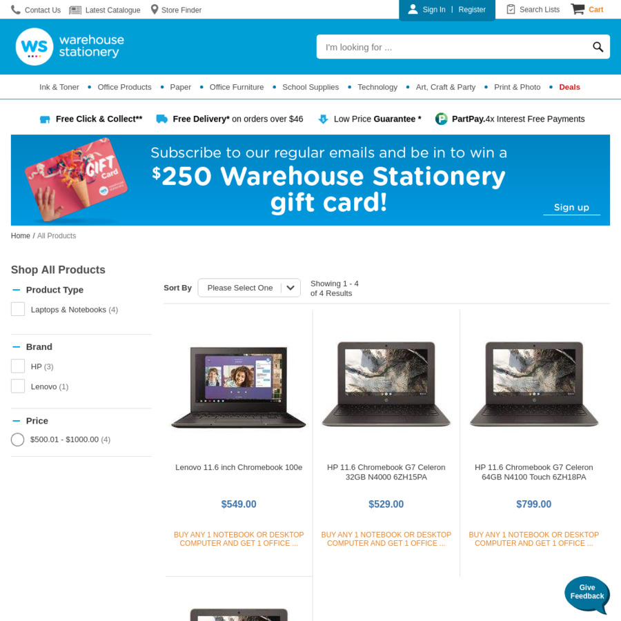 Buy One Chromebook and Get a 200 Warehouse Stationery Voucher Free