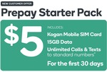 Kogan Mobile Prepay Mobile Starter Pack Large (15GB, Unlim. Calls with 30 Day Expiry) $5 (New Customers) @ Kogan NZ