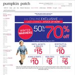 50% - 70% off All Winter Warmers Clothing & FREE Delivery (No Min Spend) @ Pumpkin Patch