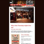 Velvet Burger 2 for 1 on Tuesdays 12-5pm, 8pm to Close
