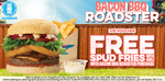 FREE Spud Fries + Aioli with Bacon BBQ Roadster Burger ($14.90) @ BurgerFuel