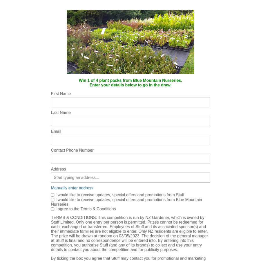 Win 1 of 4 Plant Packs from Blue Mountain Nurseries NZ Gardener
