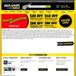 Dick Smith Wednesday Codes: $20 off $99 Spend, $40 off $300 Spend, $60 off $500 Spend, $80 off $1000 Spend