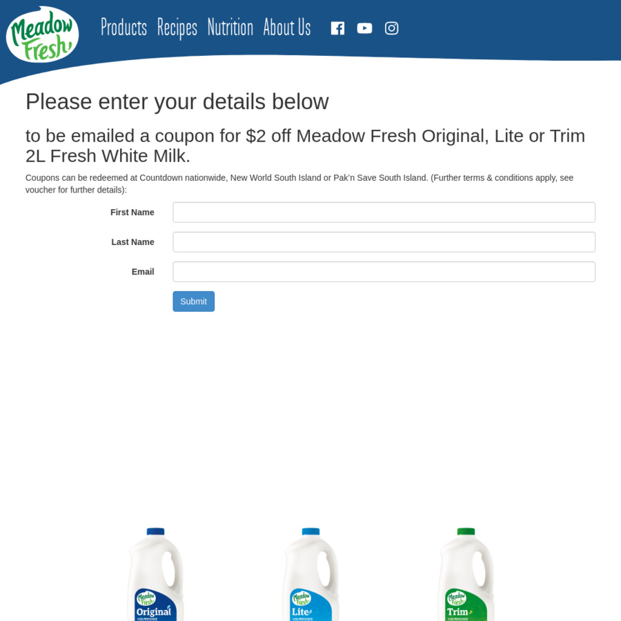 2 Off Meadow Fresh Original Lite Or Trim 2l Fresh White Milk Choicecheapies