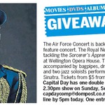 Win a Double Pass to The Air Force Concert, Sept 27 from The Dominion Post [Wellington]