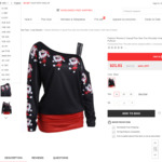 Fashion Women’s Casual Plus Size One Shoulder Xmas Santa T-shirt Tops Pullover + Free Shipping 18.99 USD (~$29 NZD) @ KimCurvy