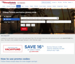 16% off Select Hotels (Maximum US $150 off) @ CheapTickets