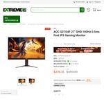 AOC Q27G4F 27" QHD 180hz 0.5ms Fast IPS Gaming Monitor $359.43 + $15 Shipping ($0 C&C) @ ExtremePC