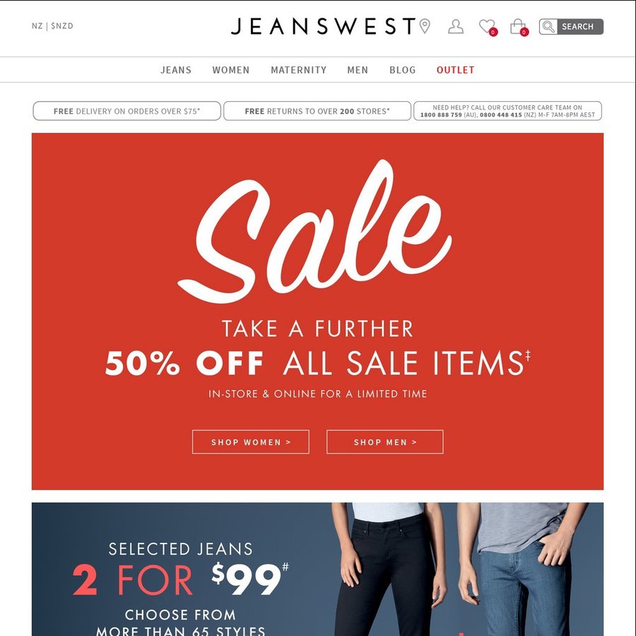 JeansWest Extra 50% off Sale Items in-Store and Online Mens from $10 ...