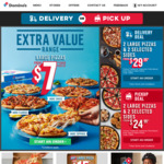 Large Value Pizza $9, Large Extra Value $11, Large Traditional $11, Large Gourmet $13 @ Domino's (Delivery Only, Min. $20 Spend)