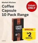 Market Kitchen Coffee Capsules 10 Pack (Nespresso Compatible, Limit 6) - $2 @ The Warehouse