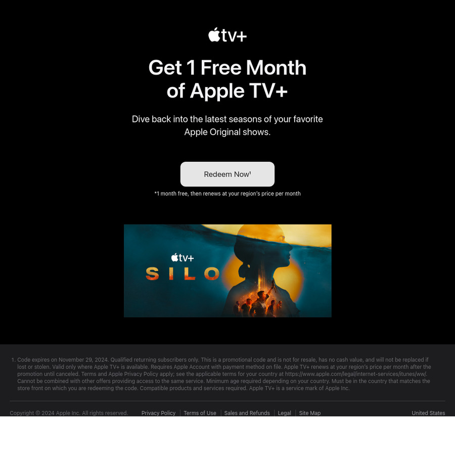 1 Month Free Apple TV+ for Qualified Returning Users @ Apple TV ...