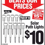 Click Solar Path Light Black 10pk $10 (Was $17) @ Bunnings