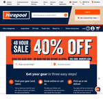 40% off Selected Gear Hire (Exclusions Apply) @ Hirepool