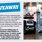 Win 1 of 2 500g Bags of Emporio Espresso Coffee from The Dominion Post