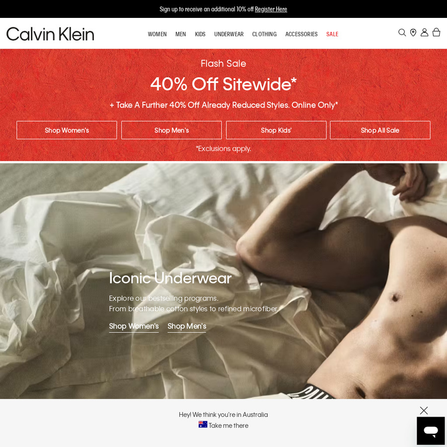 40 off Sitewide Extra 40 off Already Reduced Styles 10 Shipping 0 with 100 Spend Calvin Klein NZ ChoiceCheapies