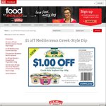 $1 off Any Mediterrean Greek Style Dip
