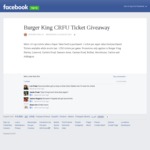 Free Mitre 10 Cup Ticket @ Burger King (Conditions Apply, Selected Locations Only)
