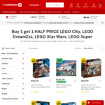 Buy 1 Get 1 50% off LEGO City, LEGO DreamZzz, LEGO Star Wars, LEGO Super @ The Warehouse