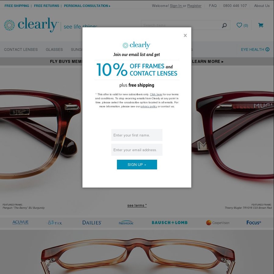 Frames+ Lenses as Low as 9.50 with Clearly's 50 off Code below
