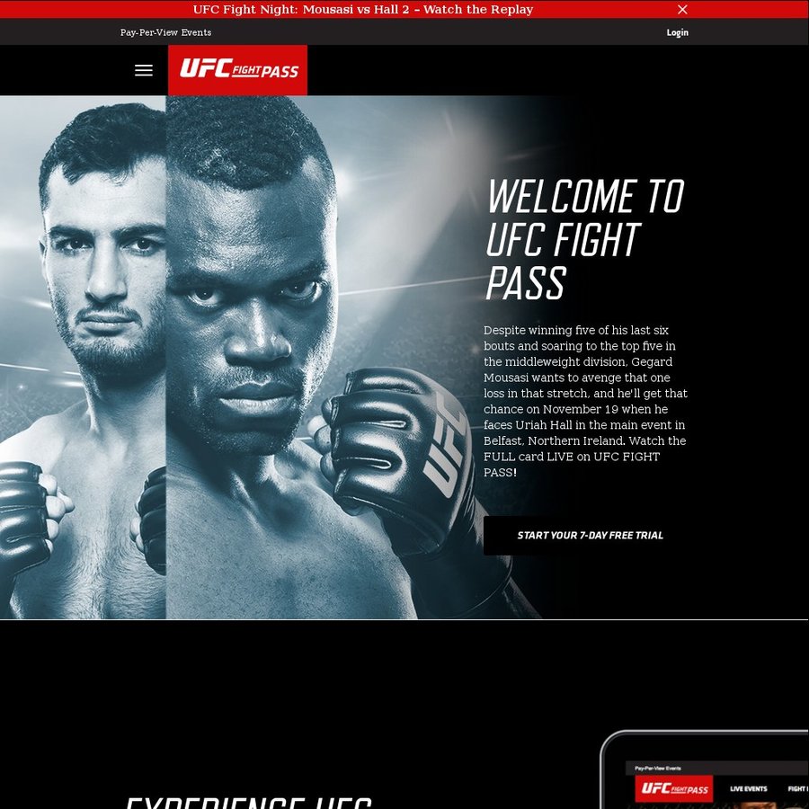 Ufc fight best sale pass free trial