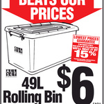 All Set 49L Rolling Storage Container with Lid $6 (Normally $9) @ Bunnings